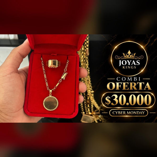CADENA ROLO FACETADA + ANILLO SELLO CUADRADO